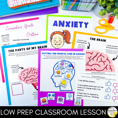 Anxiety Management and Coping Skills SEL Classroom Lesson for School Counseling
