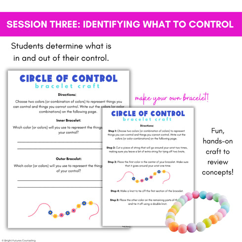 Circle of Control School Counseling Group -Anxiety Circle of Control Activities
