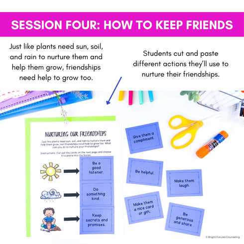 Friendship Activities and Lessons - Blooming Friendships Small Group Counseling