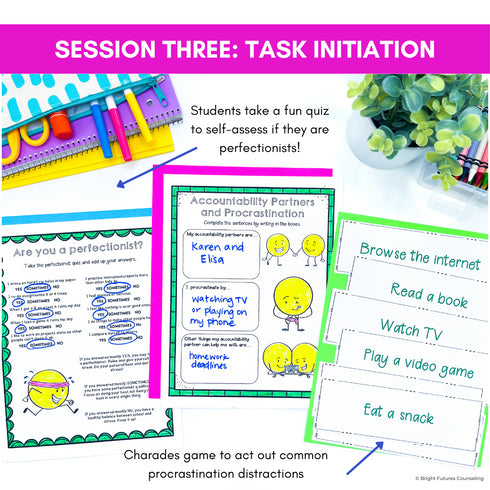 Executive Functioning and Study Skills School Counseling Group & SEL Activities