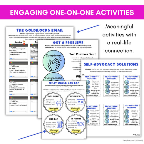 Self-Advocacy Middle School Individual Counseling - Self-Advocacy Worksheets