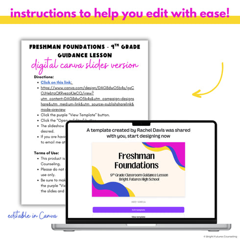 High School Counseling Freshman Foundations Presentation- Lesson for 9th Grade