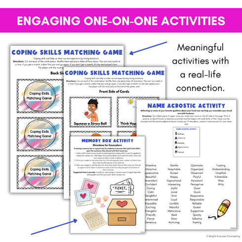 Grief and Loss Middle School Individual Counseling Curriculum- Grief Activities