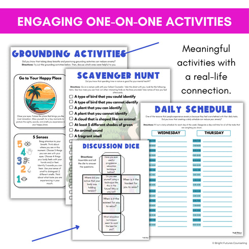 Anxiety Coping Skills Activities- Middle School Individual Counseling Curriculum