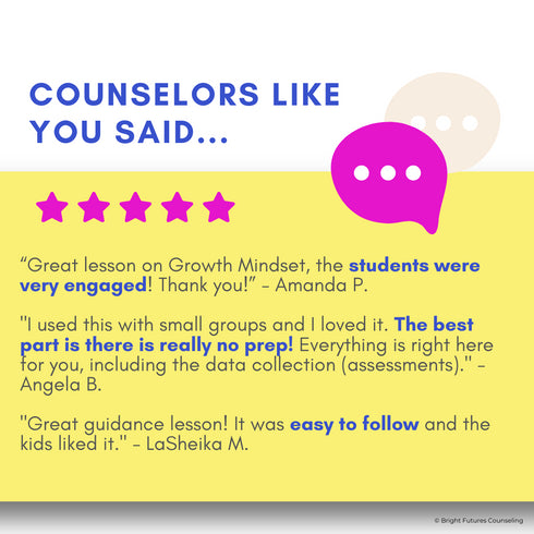 Growth Mindset SEL and School Counseling Lesson, Game, Skits, and Activities