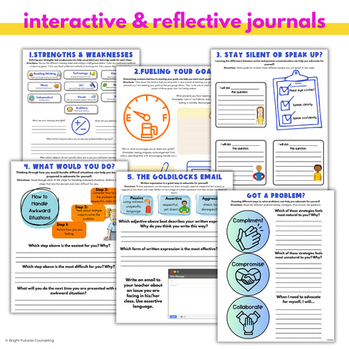 Self-Advocacy Middle School Individual Counseling - Self-Advocacy Worksheets