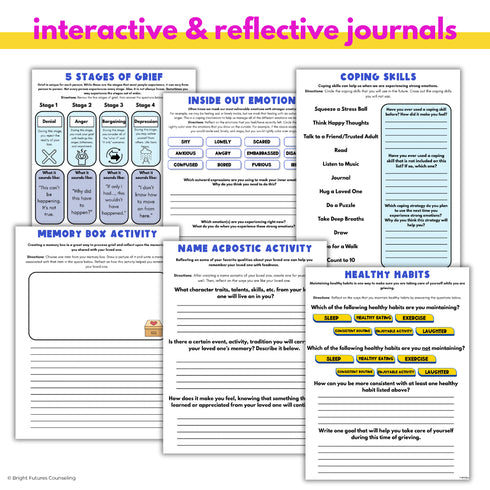 Grief and Loss Middle School Individual Counseling Curriculum- Grief Activities