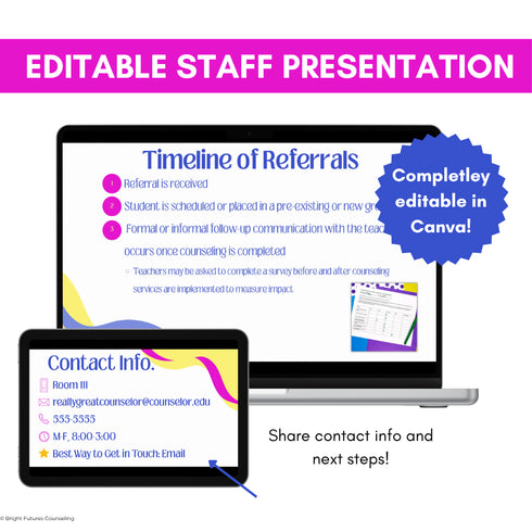 Meet the School Counselor Presentation for Staff | Editable Slides and Handout