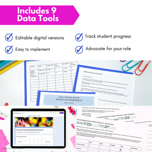 Research Based Year Long Elementary Counseling Curriculum with Editable Curriculum Map!
