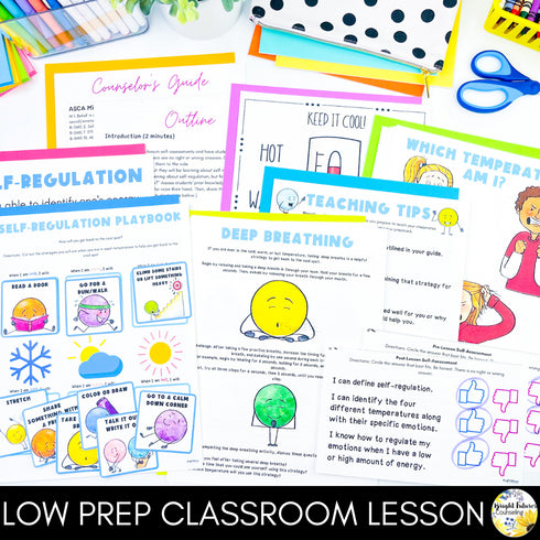 Self-Regulation Lesson for Social Emotional Learning and School Counseling