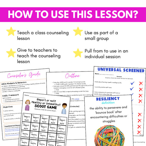 Suicide Prevention Lesson Middle School Counseling