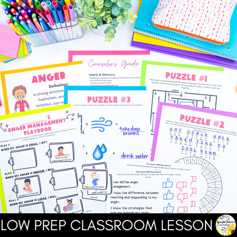 Anger Management Lesson for Social Emotional Learning and School Counseling