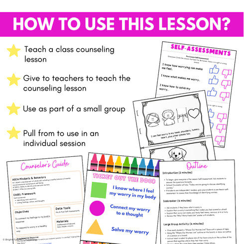 50% OFF for 48 HR Identifying Worries Lesson & Activities -Anxiety Coping Skills