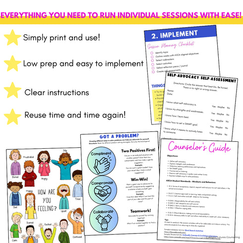 Self-Advocacy Middle School Individual Counseling - Self-Advocacy Worksheets