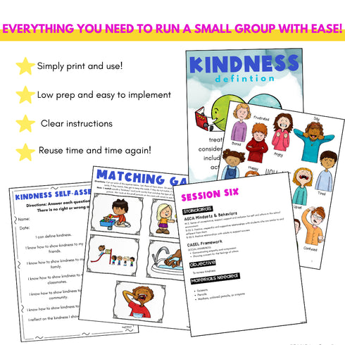 Kindness Small Group Counseling Curriculum with Social Skills Activities