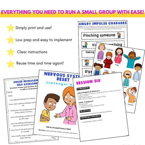 Anger Management Small Group Counseling Coping Skills Activities & Curriculum