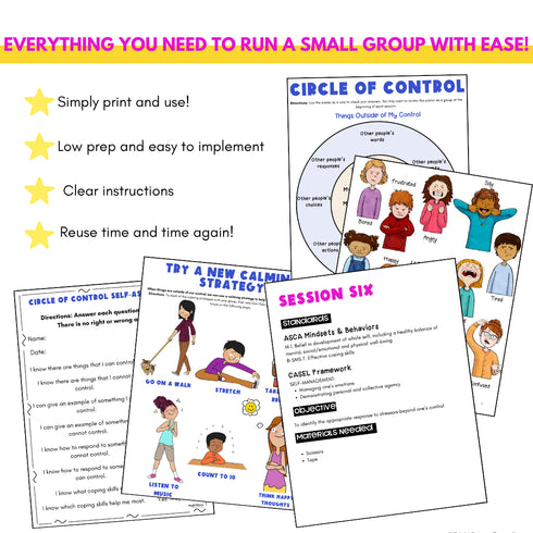 Circle of Control School Counseling Group -Anxiety Circle of Control Activities