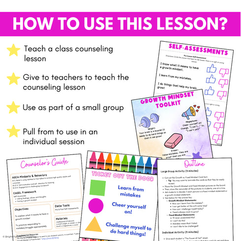 Growth Mindset Primary School Counseling & SEL Lesson- Growth Mindset Activities