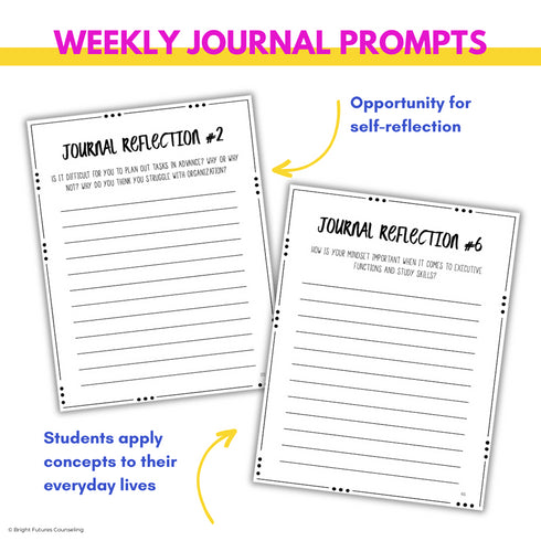 Executive Functioning and Study Skills School Counseling Group & SEL Activities