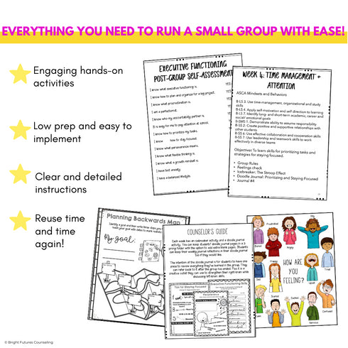 Executive Functioning and Study Skills School Counseling Group & SEL Activities