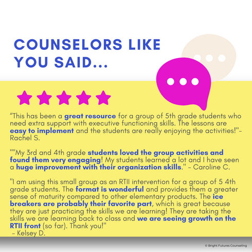 Executive Functioning and Study Skills School Counseling Group & SEL Activities