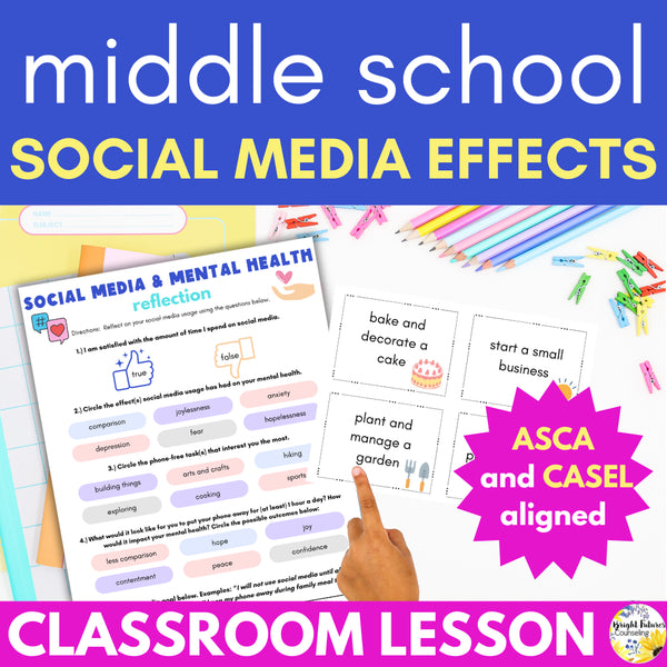 Mental Health, Tech, & Social Media Safety Lesson for Middle School Counseling