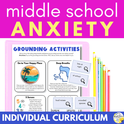 Anxiety Coping Skills Activities- Middle School Individual Counseling Curriculum