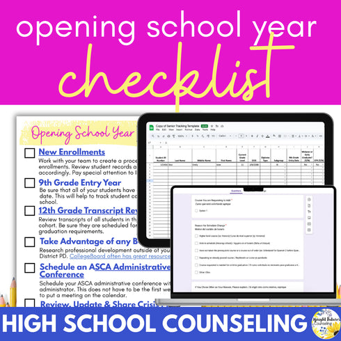 High School Counseling Opening School Year Checklist for High School Counselors