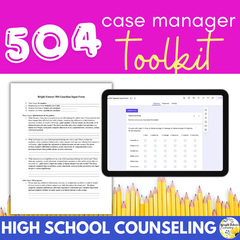 504 Case Manager Toolkit 504 at a Glance + Accommodation Tracker for High School