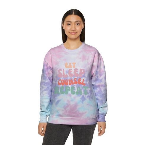 Eat Sleep Counsel Repeat Tie-Dye Sweatshirt