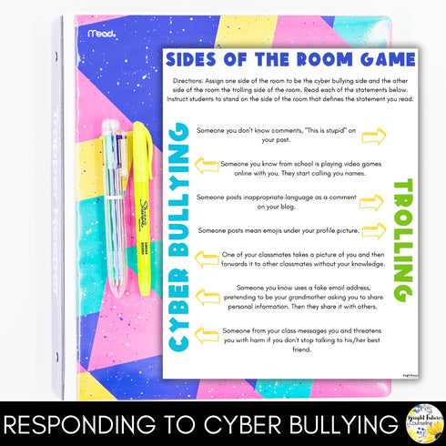Cyberbullying & Cyber Safety Middle School Counseling Group and Activities