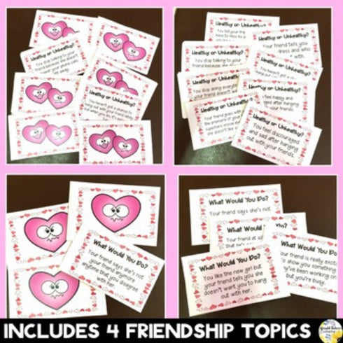Healthy vs. Unhealthy Friendships and Relationships Valentine's Discussion Cards
