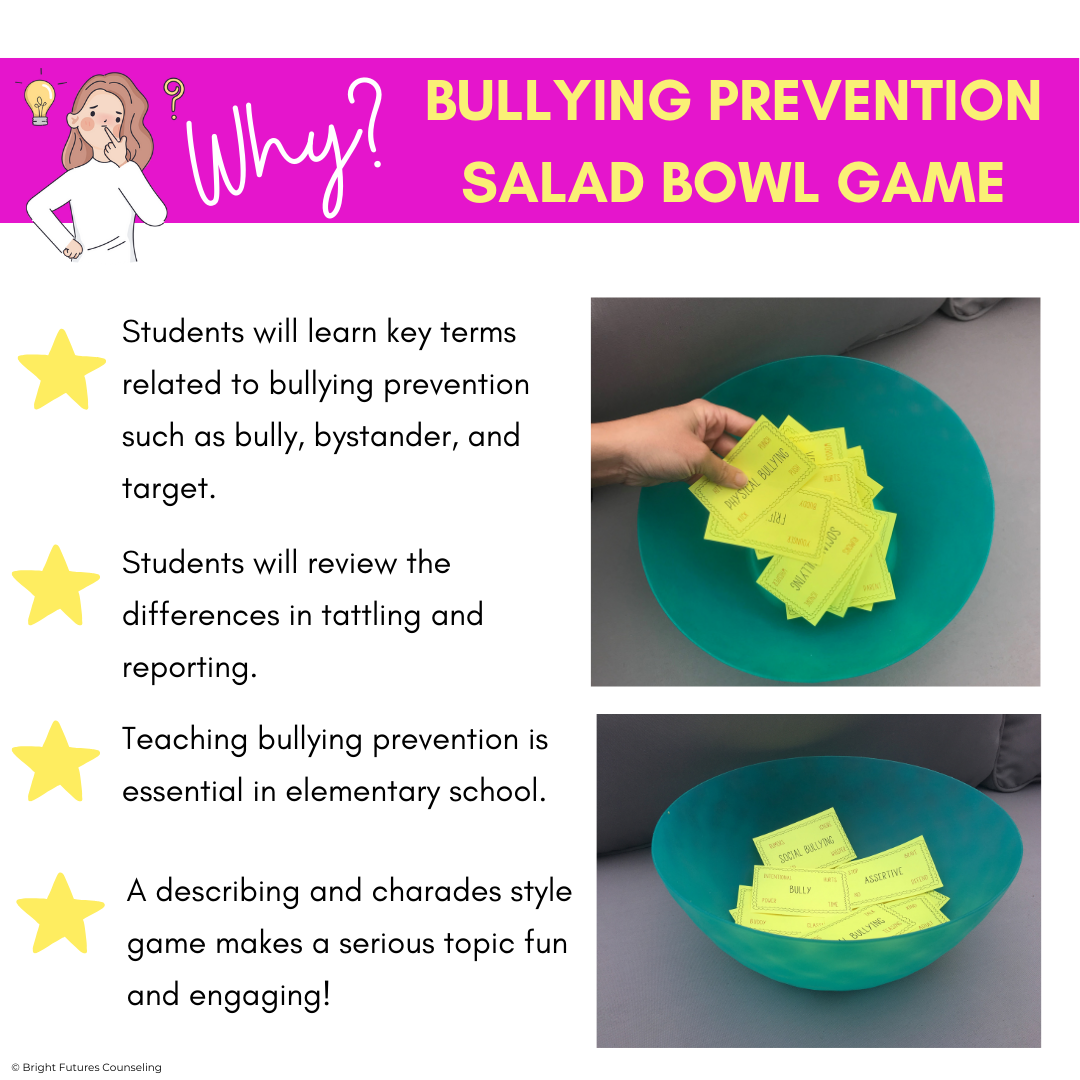 Bullying Prevention Game Salad Bowl Charades School Counseling Game