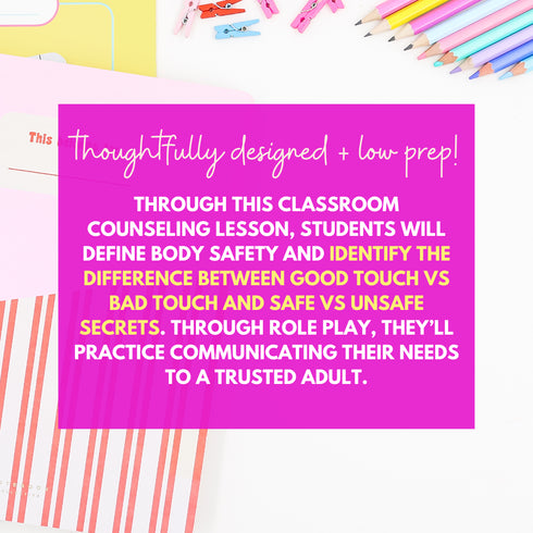 Body Safety Lesson - Safe vs. Unsafe Touch Erin's Law Lesson