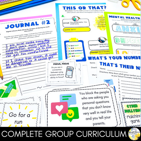 Cyberbullying & Cyber Safety Middle School Counseling Group and Activities