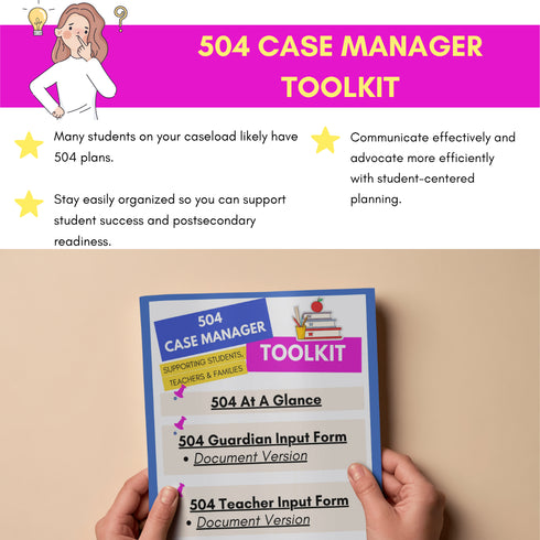 504 Case Manager Toolkit 504 at a Glance + Accommodation Tracker for High School