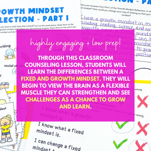 Growth Mindset SEL and School Counseling Lesson, Game, Skits, and Activities