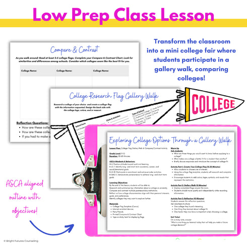 Exploring College Options Class Lesson & Gallery Walk for High School Counseling