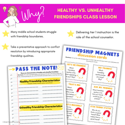 Middle School Friendship Lesson - Healthy Vs. Unhealthy Friendships SEL Lesson