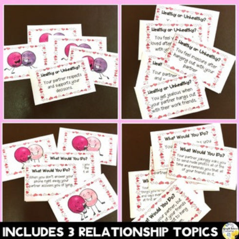 Healthy vs. Unhealthy Friendships and Relationships Valentine's Discussion Cards