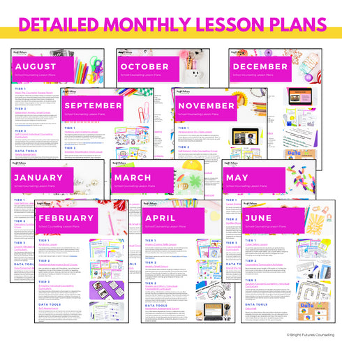 Research Based Year Long Elementary Counseling Curriculum with Editable Curriculum Map!