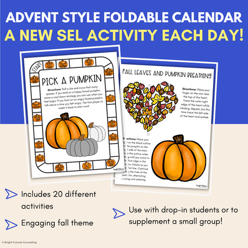 Fall SEL Activities & Fall School Counseling Activity - Countdown to Fall Break