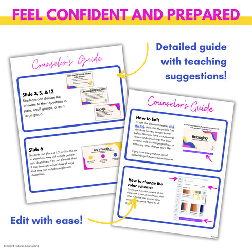 Elementary School Counseling Lessons - Digital & Editable Class Guidance Lessons