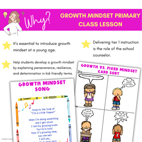 Growth Mindset Primary School Counseling & SEL Lesson- Growth Mindset Activities