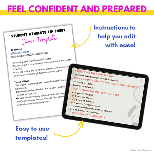 Student Athlete Tip Sheet for High School Counseling -High School Counselor Tool