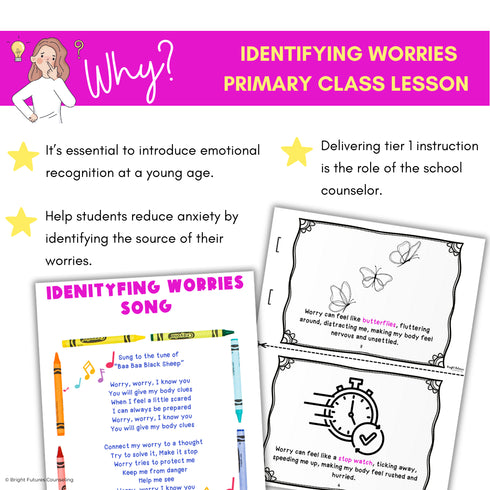 50% OFF for 48 HR Identifying Worries Lesson & Activities -Anxiety Coping Skills