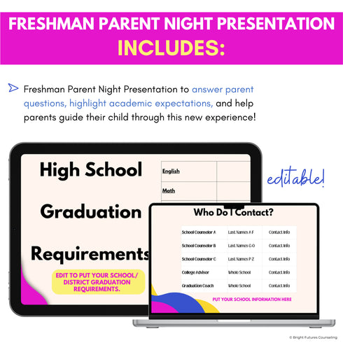 Freshman Parent Night & Rising 9th Grade Presentation for High School Counseling