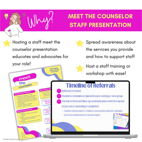 Meet the School Counselor Presentation for Staff | Editable Slides and Handout