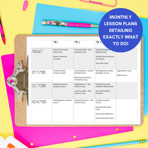 School Counseling Activities for the Year - Elementary Counseling Curriculum Map