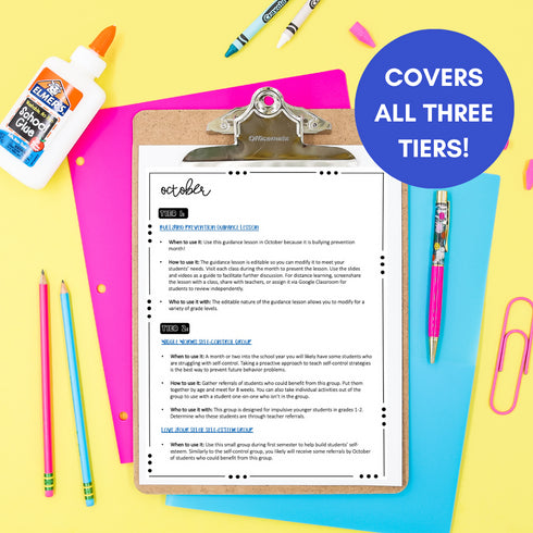 School Counseling Activities for the Year - Elementary Counseling Curriculum Map